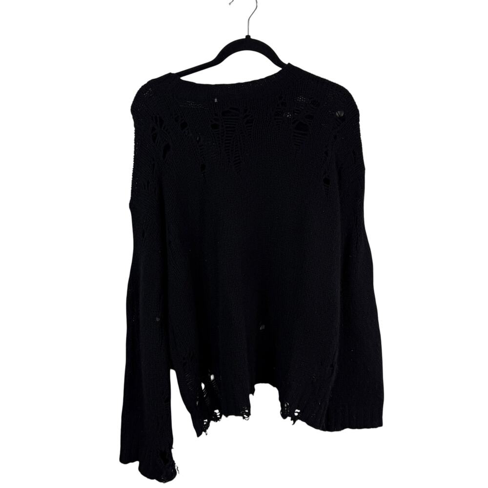 R13 Cashmere Shredded Side Slit Sweater Pullover Edgy Grunge Black Size XS - Picture 8 of 9